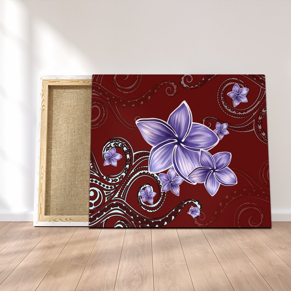 Hawaiian Plumeria Violet Polynesian Red Canvas - AH Canvas Poly-cotton - Polynesian Pride