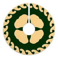 Hawaiian Quilt Flower Pattern Tree Skirt - Green Beige - AH - Polynesian Pride