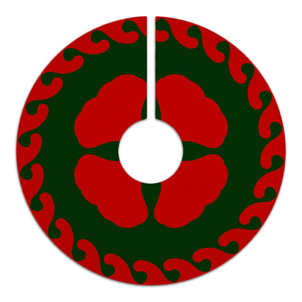 Hawaiian Quilt Flower Pattern Tree Skirt - Red Green - AH - Polynesian Pride