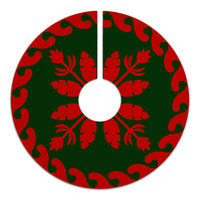 Hawaiian Quilt Pattern Flower Sweat Tree Skirt - Red Green - AH - Polynesian Pride