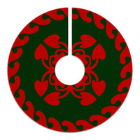 Hawaiian Quilt Pattern Kalo Love Tree Skirt - Red Green - AH - Polynesian Pride