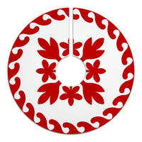 Hawaiian Quilt Pattern Palm Tree And Plumeria Tree Skirt - Red White - AH - Polynesian Pride
