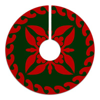 Hawaiian Quilt Pattern Palm Tree Proudly Tree Skirt - Red Green - AH - Polynesian Pride