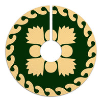 Hawaiian Quilt Pattern Plants And Tropical Flora Tree Skirt - Green Beige - AH - Polynesian Pride