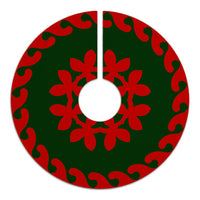 Hawaiian Quilt Pattern Plumeria Dreamcatcher Polynesian Tree Skirt - Red Green - AH - Polynesian Pride
