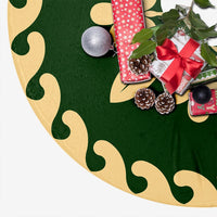 Hawaiian Quilt Pattern Plumeria Lovely Tree Skirt - Green Beige - AH - Polynesian Pride