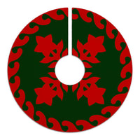 Hawaiian Quilt Pattern Star Flower Tree Skirt - Red Green - AH - Polynesian Pride