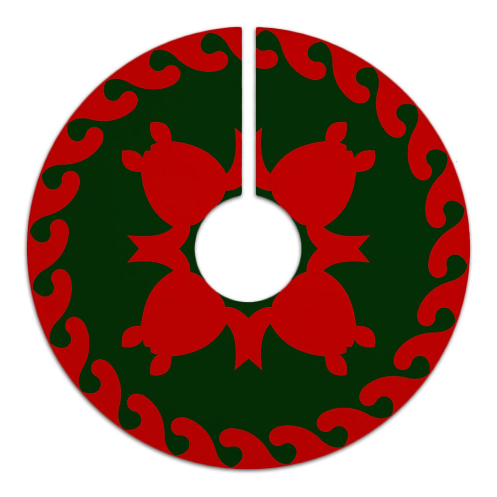 Hawaiian Quilt Pattern Traditional Turtle Tree Skirt - Red Green - AH - Polynesian Pride