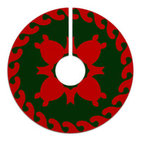 Hawaiian Quilt Pattern Traditional Turtle Tree Skirt - Red Green - AH - Polynesian Pride