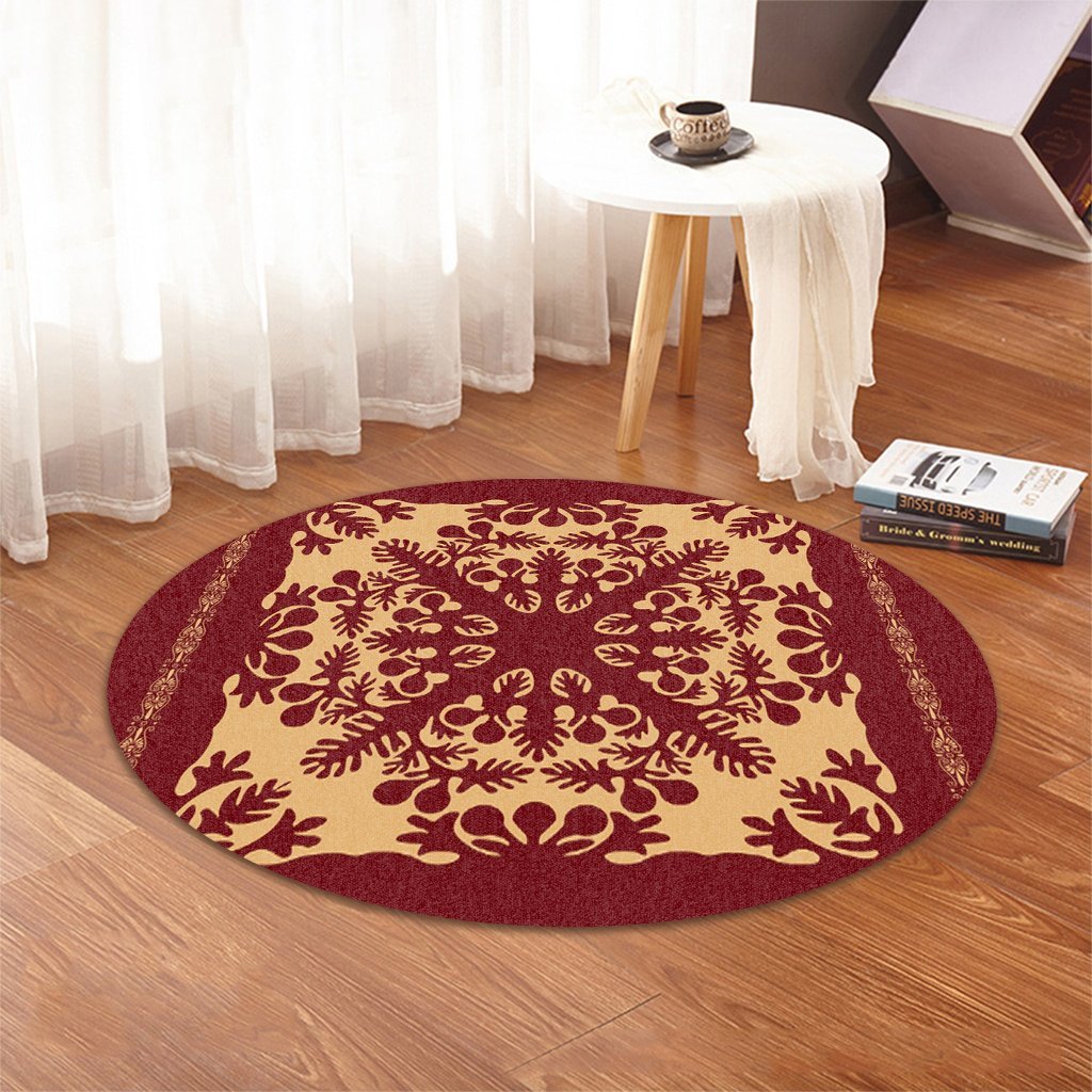 Hawaiian Quilt Vintage Round Carpet - AH - Polynesian Pride