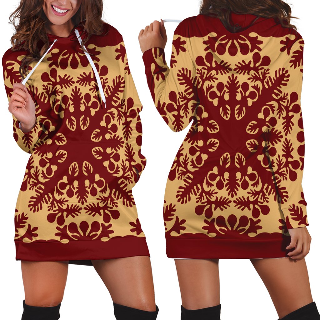 Hawaiian Quilt Vintage Hoodie Dress - AH Black - Polynesian Pride
