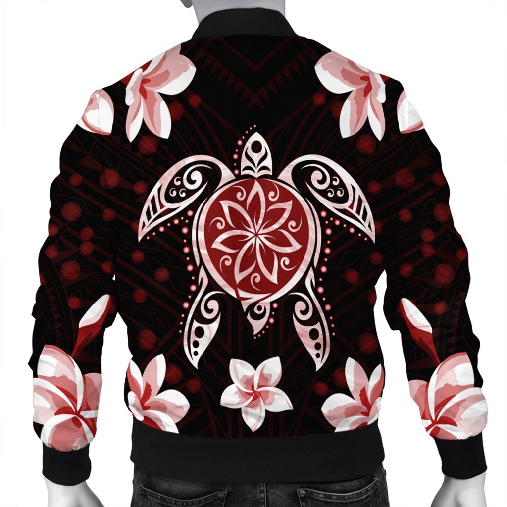 Hawaiian Reddie Turtle Plumeria Bomber Jacket AH - Polynesian Pride