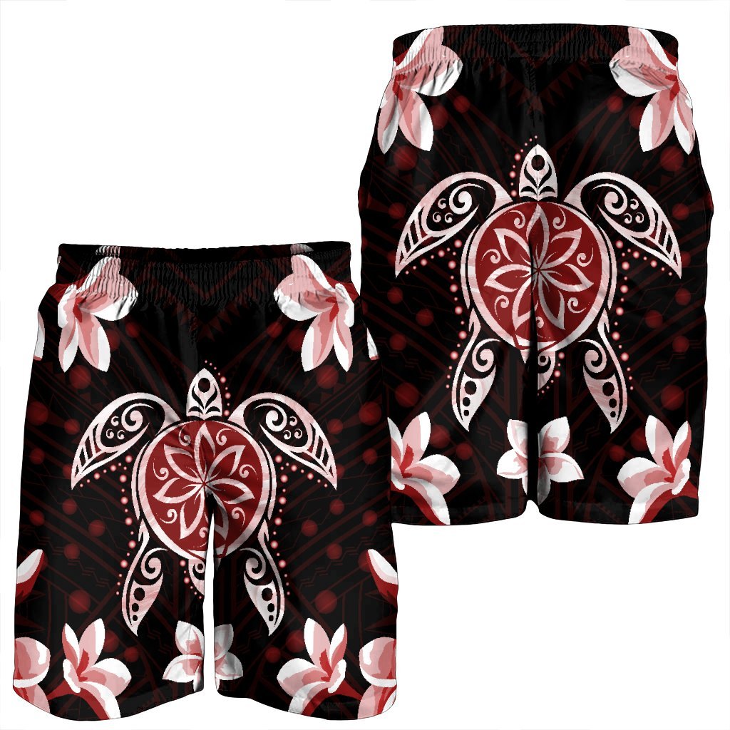 Hawaiian Reddie Turtle Plumeria Men's Shorts AH - Polynesian Pride