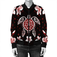 Hawaiian Reddie Turtle Plumeria Bomber Jacket AH - Polynesian Pride