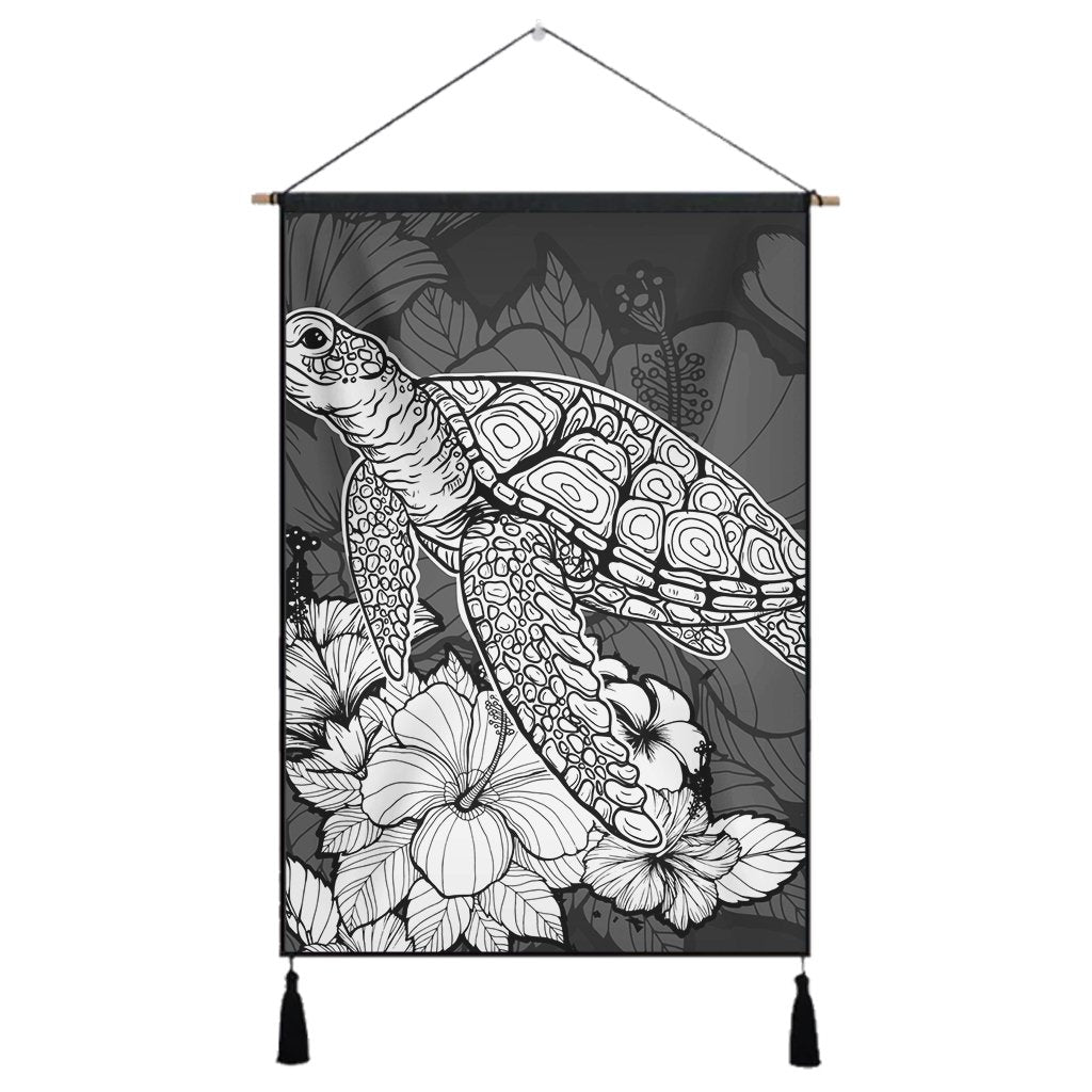 Hawaiian Sample Turtle Plumeria Hanging Poster - AH Hanging Poster Cotton And Linen - Polynesian Pride
