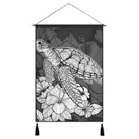 Hawaiian Sample Turtle Plumeria Hanging Poster - AH Hanging Poster Cotton And Linen - Polynesian Pride