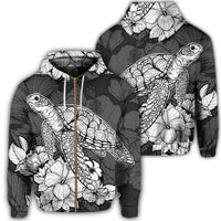 Hawaiian Sample Turtle Plumeria Zip Hoodie Unisex Art - Polynesian Pride