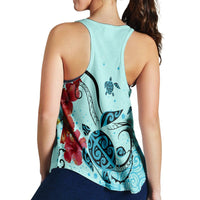 Hawaiian Sea Turtle Hibiscus Brilliant Polynesian Racerback Tank - AH - Polynesian Pride