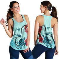 Hawaiian Sea Turtle Hibiscus Brilliant Polynesian Racerback Tank - AH Black - Polynesian Pride
