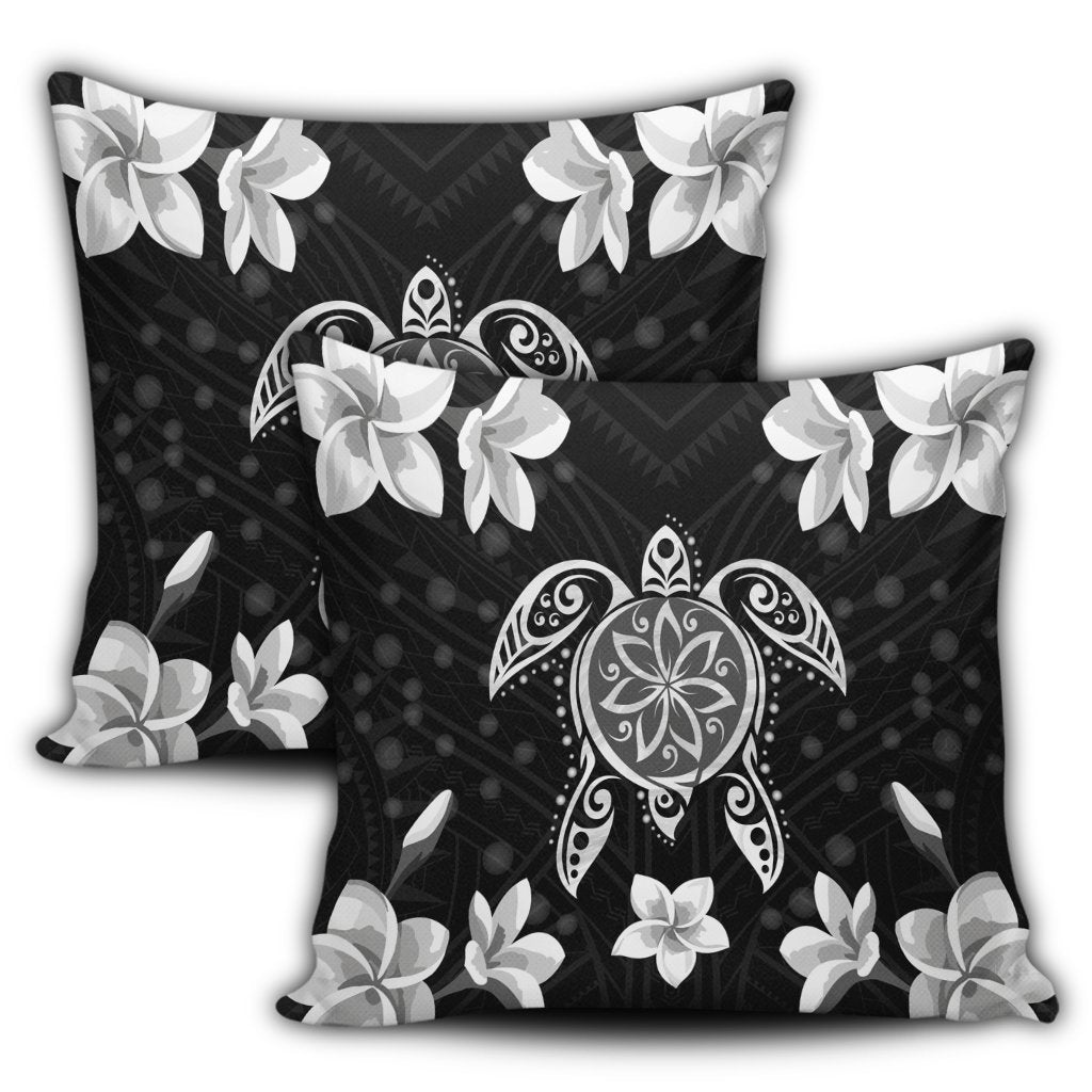 Hawaiian Silver Turtle Plumeria Pillow Covers AH - Polynesian Pride