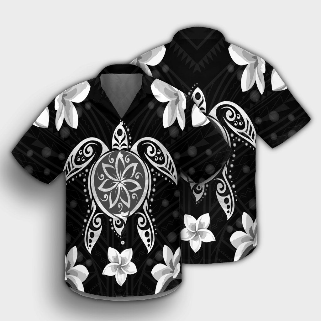 Hawaiian Silver Turtle Plumeria Hawaiian Shirt AH - Polynesian Pride