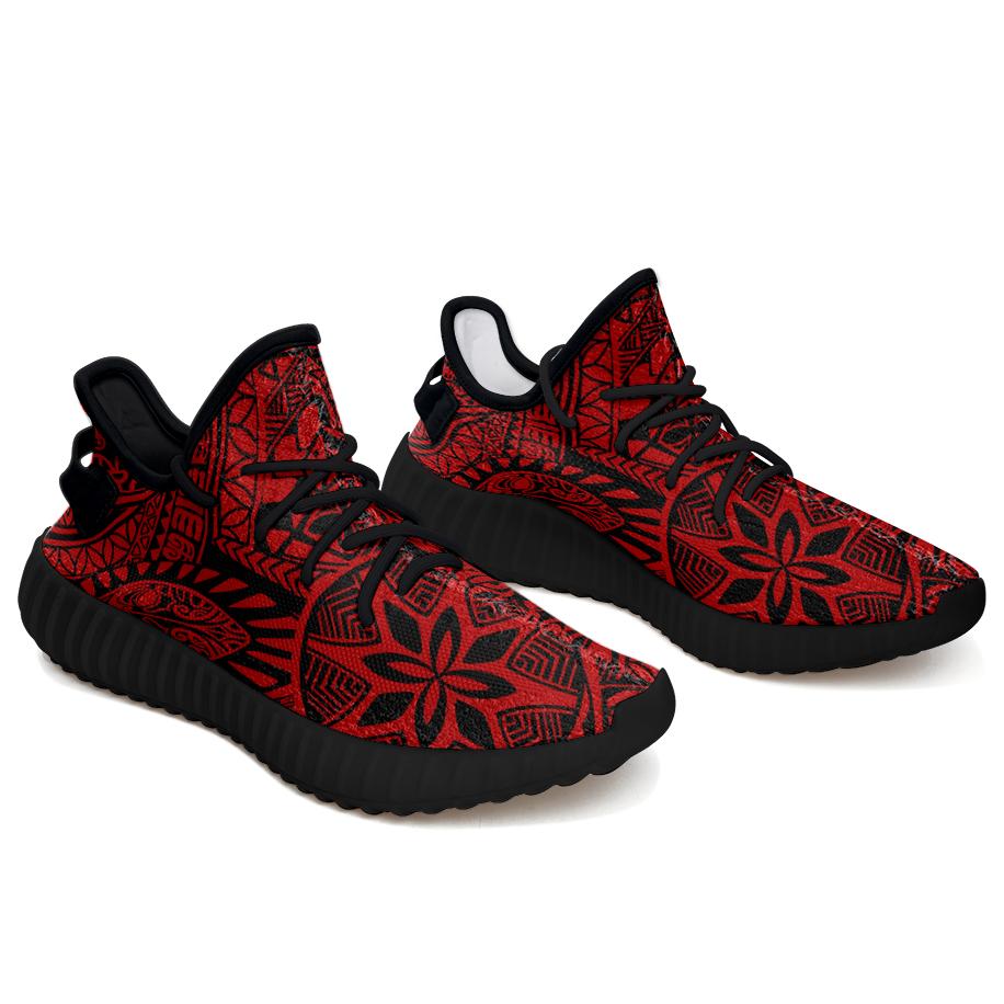Hawaiian Sneakers YZ Polynesian Hawaiian Style Tribal Tattoo Red AH Black - Polynesian Pride