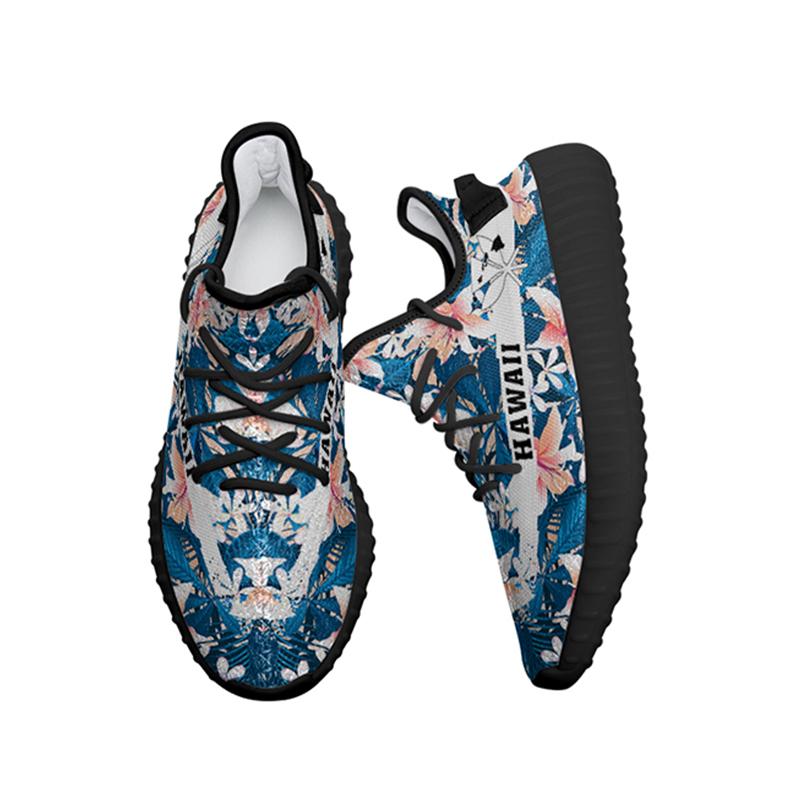 Hawaiian Sneakers YZ Tropical Hibiscus Blue - Polynesian Pride