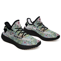 Hawaiian Sneakers YZ Tropical Hibiscus Palm Leaves Black - Polynesian Pride