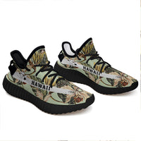 Hawaiian Sneakers YZ Vintage Tropical Jungle Leaves Orchid Bird Black - Polynesian Pride