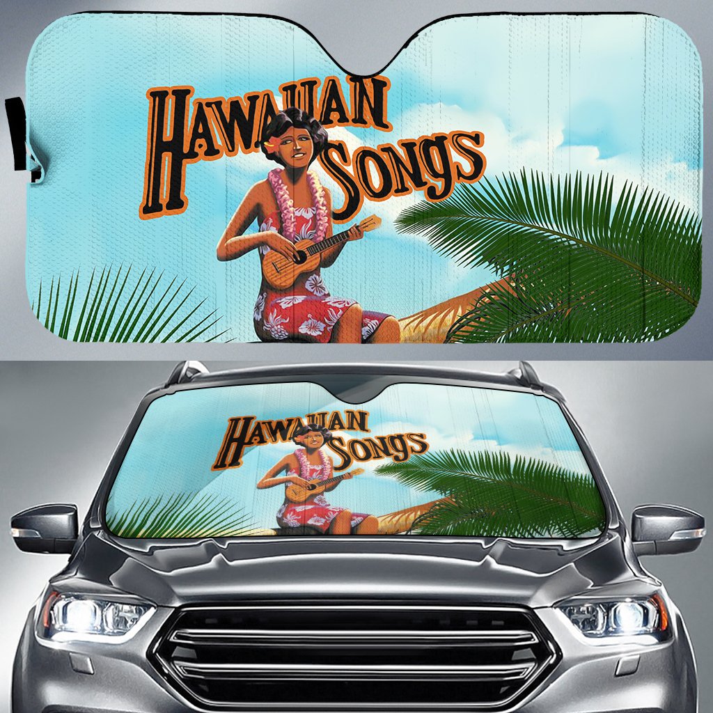 Hawaiian Song Car Sun Shade AH Auto Sun Shade Universal Fit White - Polynesian Pride