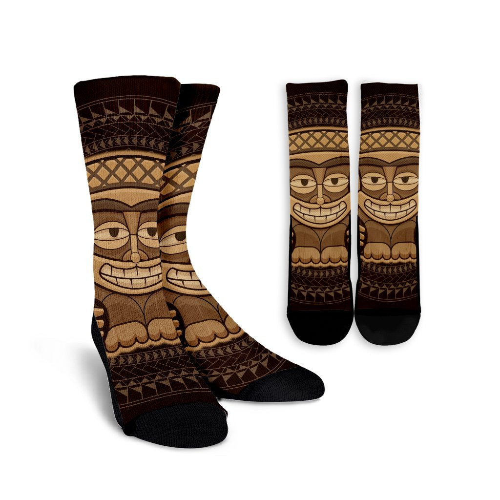 Hawaiian Tiki Crew Socks AH Crew Socks White - Polynesian Pride