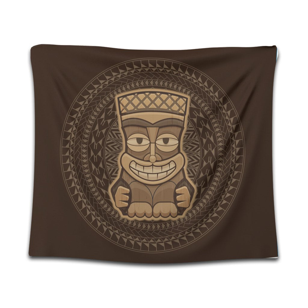 Hawaiian Tiki Tapestry AH Wall Tapestry Black - Polynesian Pride