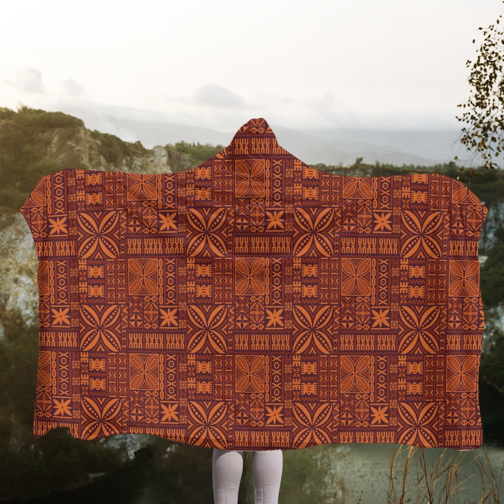 Hawaiian Traditional Aboriginal Pattern Polynesian Hooded Blanket - AH - Polynesian Pride