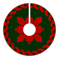 Hawaiian Traditional Hibiscus Flowers Tree Skirt - Red Green - AH - Polynesian Pride