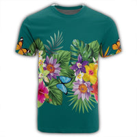 Hawaiian Tropical Strelitzia Plumeria Orchids Hibiscus Polynesian T Shirt AH - Polynesian Pride