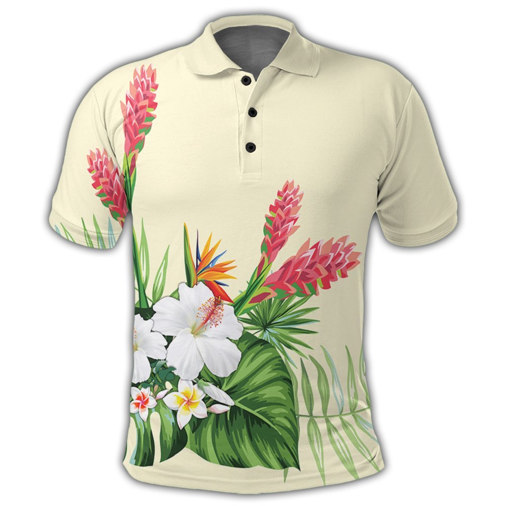 Hawaiian Tropical Wonderful Hibiscus Plumeria Strelitzia Polo Shirt - Polynesian Pride