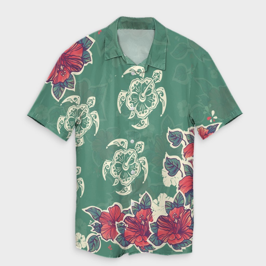 Hawaiian Turtle And Colorful Hibiscus Polynesian Hawaiian Shirt - AH Unisex Black - Polynesian Pride