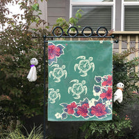 Hawaiian Turtle And Colorful Hibiscus Polynesian Flag - AH - Polynesian Pride