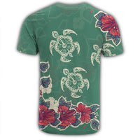 Hawaiian Turtle And Colorful Hibiscus Polynesian T Shirt AH - Polynesian Pride