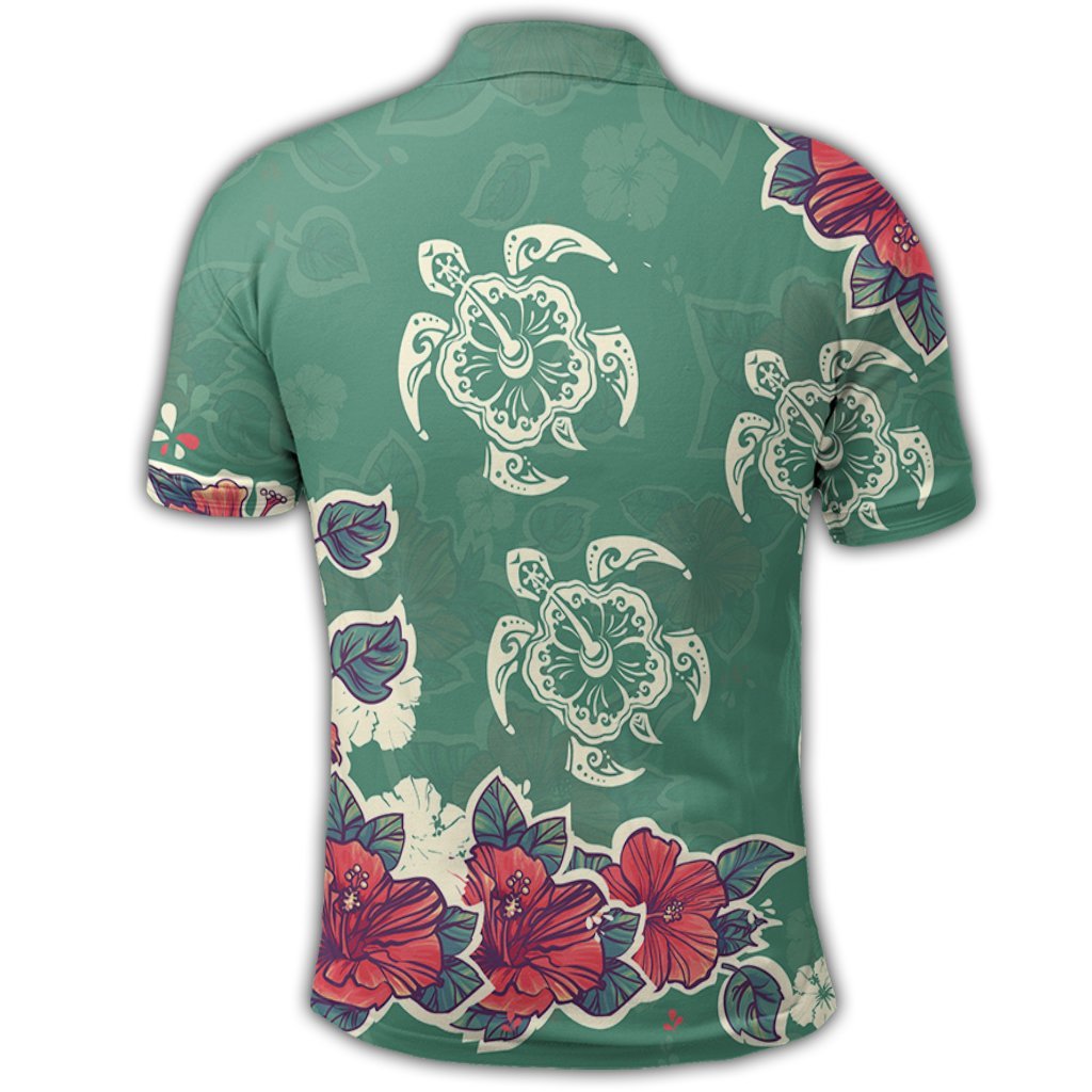 Hawaiian Turtle and Colorful Hibiscus Polynesian Polo Shirt - Polynesian Pride