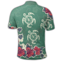 Hawaiian Turtle and Colorful Hibiscus Polynesian Polo Shirt - Polynesian Pride
