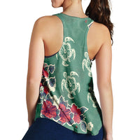 Hawaiian Turtle And Colorful Hibiscus Polynesian Racerback Tank - AH - Polynesian Pride