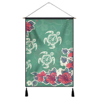 Hawaiian Turtle And Colorful Hibiscus Polynesian Hanging Poster - AH Hanging Poster Cotton And Linen - Polynesian Pride