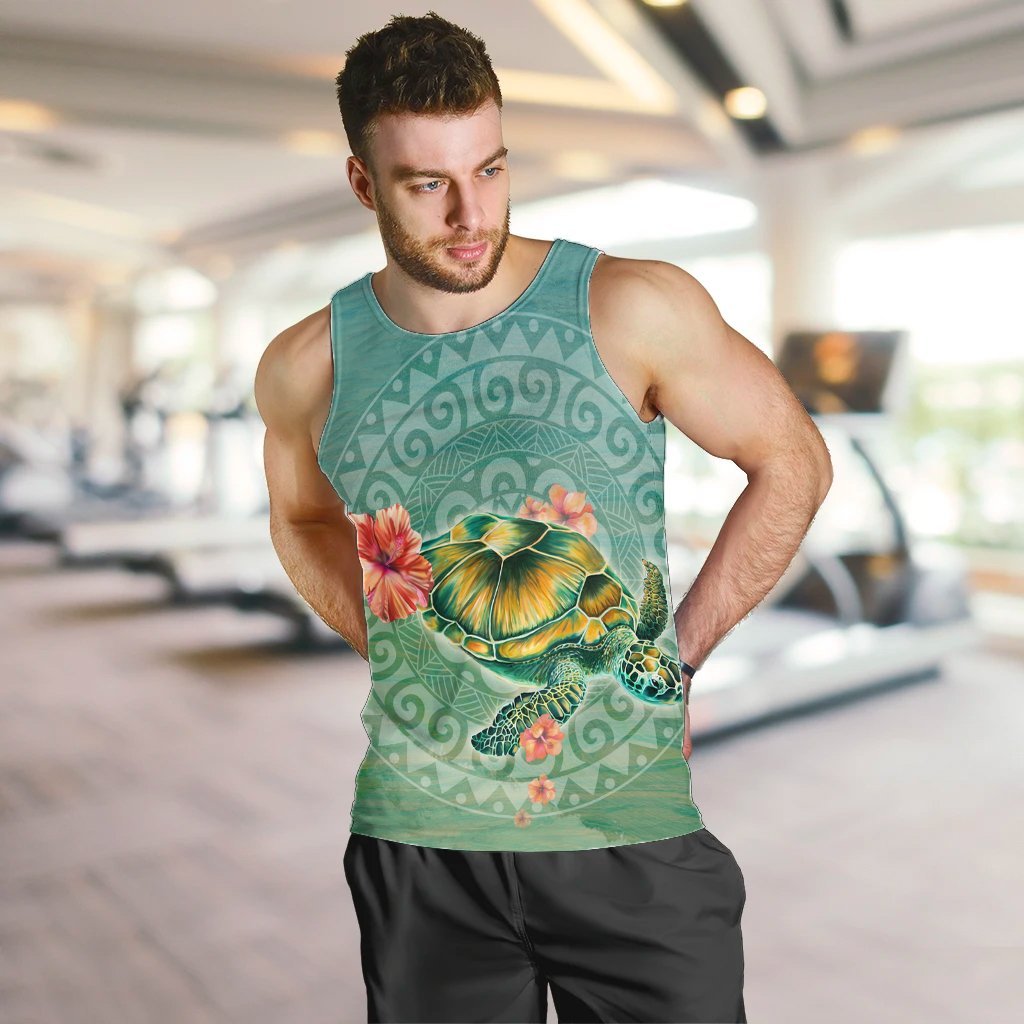 Hawaiian Turtle And Hibiscus Polynesian Tank Top - AH - Polynesian Pride