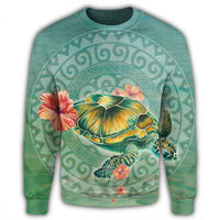 Hawaiian Turtle And Hibiscus Polynesian Sweatshirt - AH - Polynesian Pride