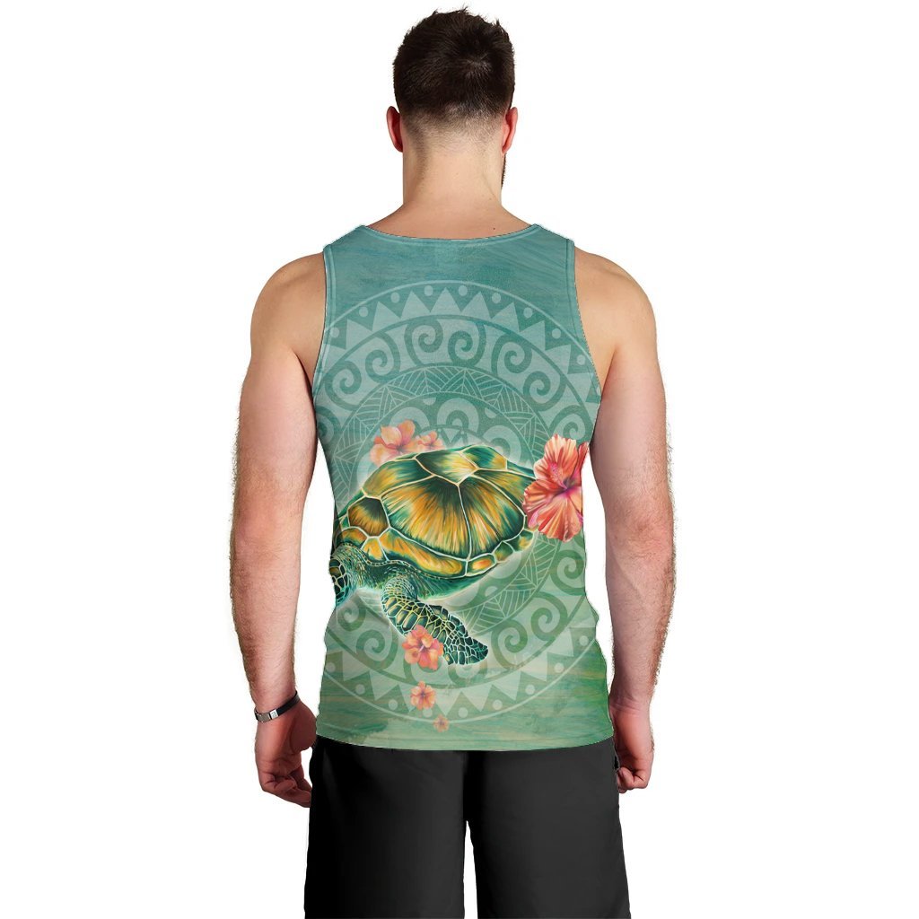 Hawaiian Turtle And Hibiscus Polynesian Tank Top - AH - Polynesian Pride