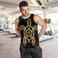 Hawaiian Turtle And Hibiscus Polynesian Tank Top Gold - AH - Polynesian Pride