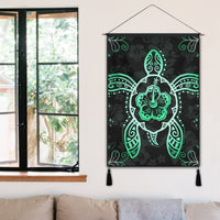 Hawaiian Turtle And Hibiscus Polynesian Hanging Poster Green - AH - Polynesian Pride
