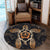 Hawaiian Turtle And Hibiscus Polynesian Round Carpet Orange - AH - Polynesian Pride