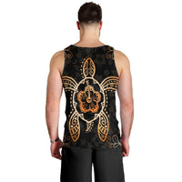 Hawaiian Turtle And Hibiscus Polynesian Tank Top Orange - AH - Polynesian Pride